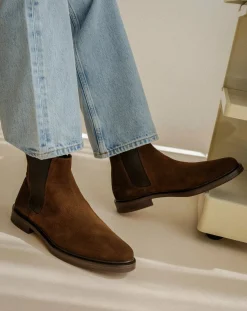 Boots Elastic Leather Suede