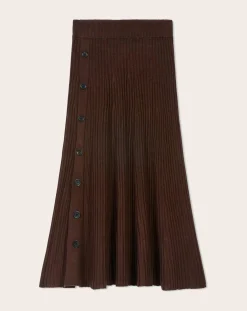 Cashmere Buttoned Rib Skirt
