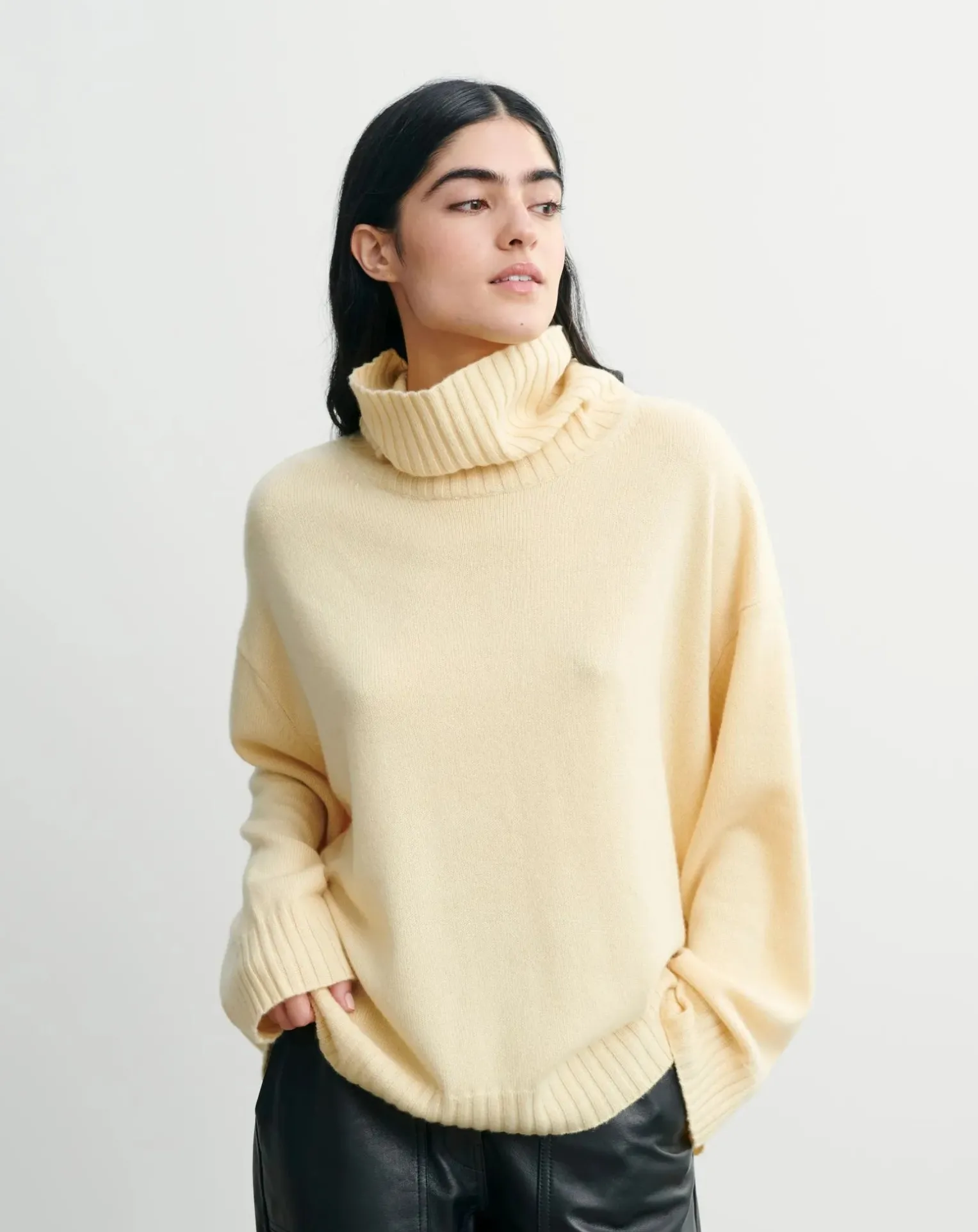 Cashmere Rib Oversize Roll Neck Sweater