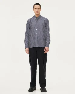 Curtis Blue stripes Upcycled Cotton Long Sleeve Shirt