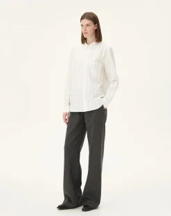 Curtis White stripes Upcycled Cotton Long Sleeve Shirt