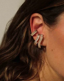 Earcuff horizontal Memphis en plaqué or