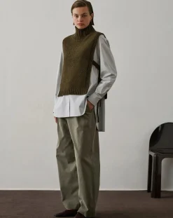 Gold Virgin Wool Sleeveless Sweater