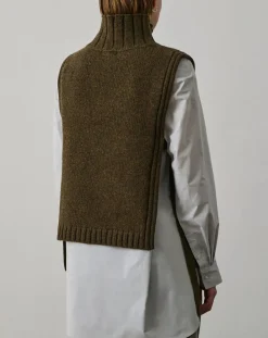 Gold Virgin Wool Sleeveless Sweater