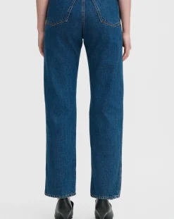 High Waisted Cropped Cotton Jeans