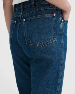 High Waisted Cropped Cotton Jeans