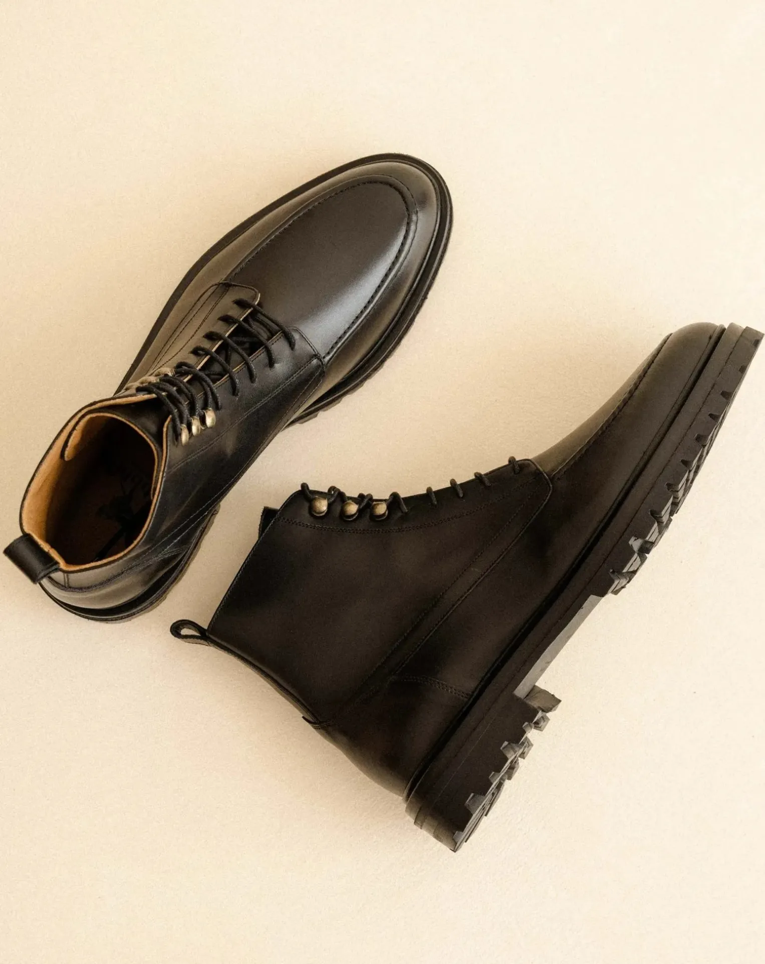 Leather lace-up boots