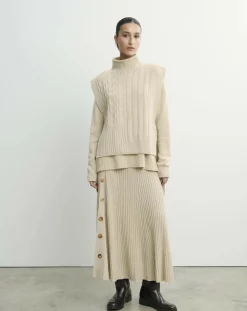 Long Belted Plastron Twists and Ribs Cashmere