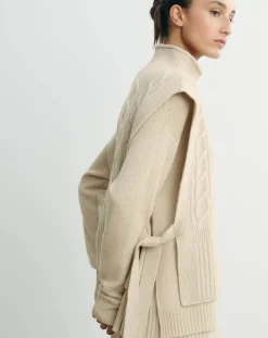 Long Belted Plastron Twists and Ribs Cashmere