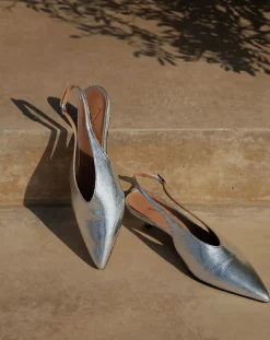 Metallic Heel Slingback