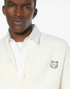 Ribbed Wool Fox Head Cardigan