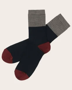 Set of 2 Pairs of Color Block Wool Socks - Women's Collection