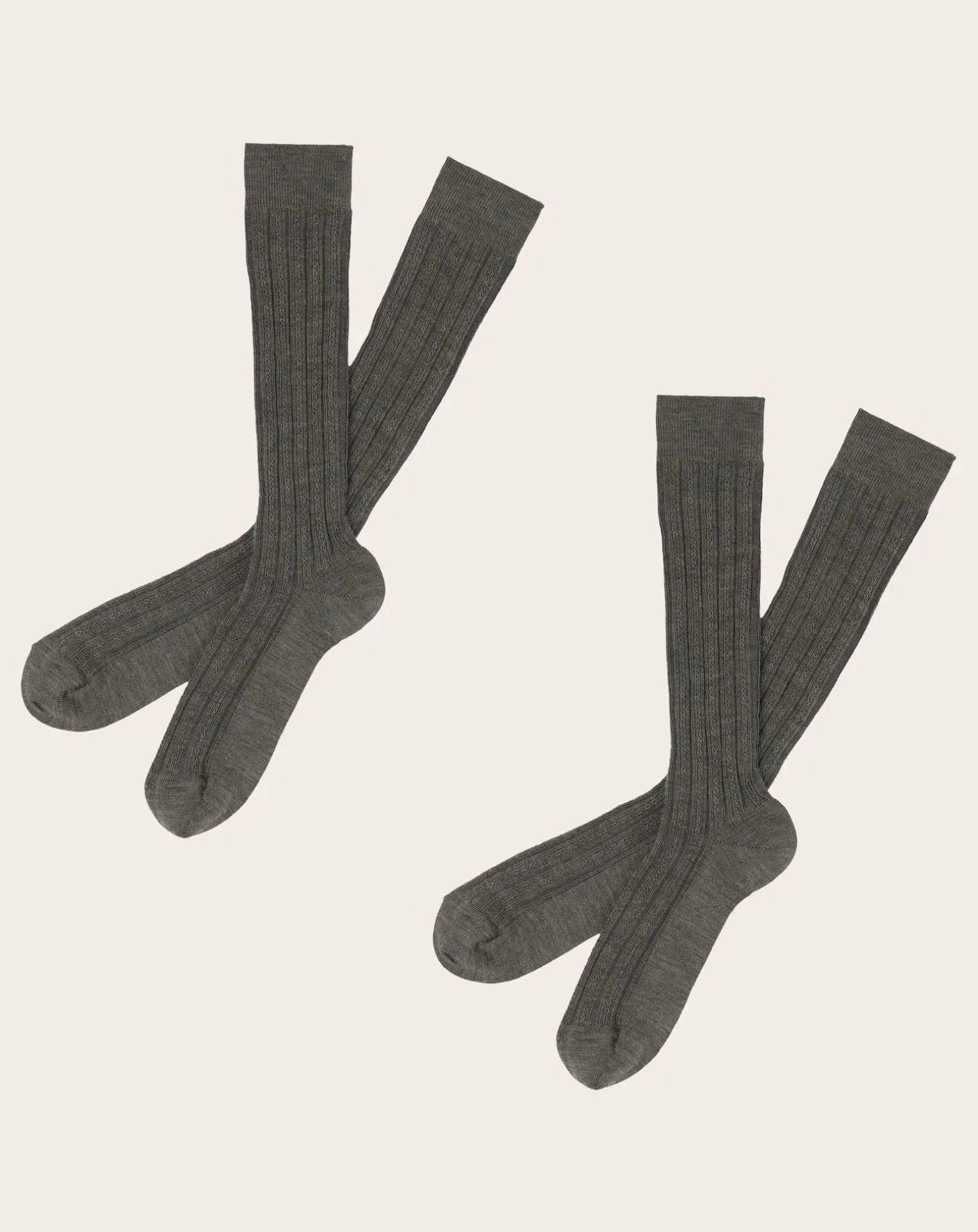 Set of 2 Pairs of Wool Ribbed Knee Highs - Women's Collection