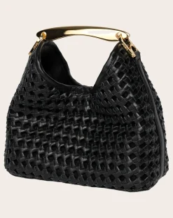 Small Boomerang Braided Leather Bag