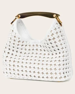 Small Boomerang Braided Leather Bag