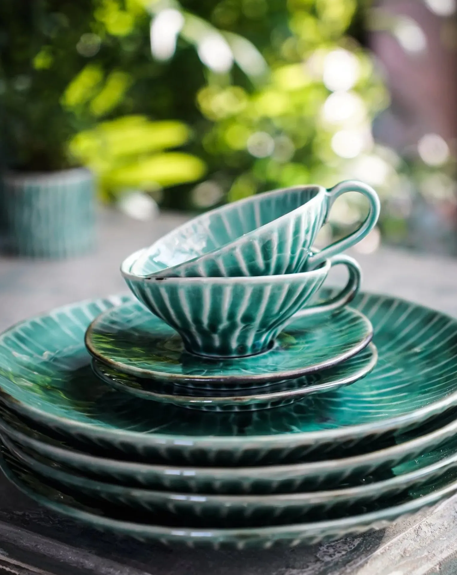 Verde Lanza plates, Pascale Naessens - Set of 2