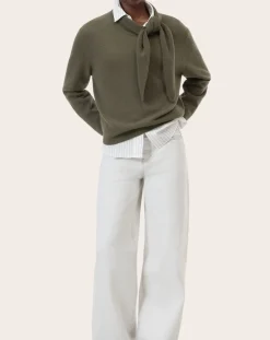 Wool lavallière neck sweater