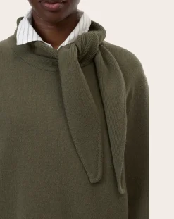 Wool lavallière neck sweater