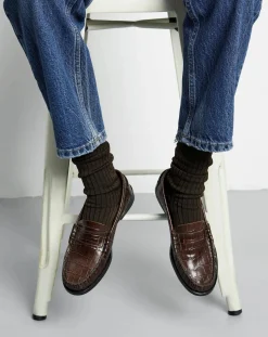 Zoe Crocodile Effect Loafers